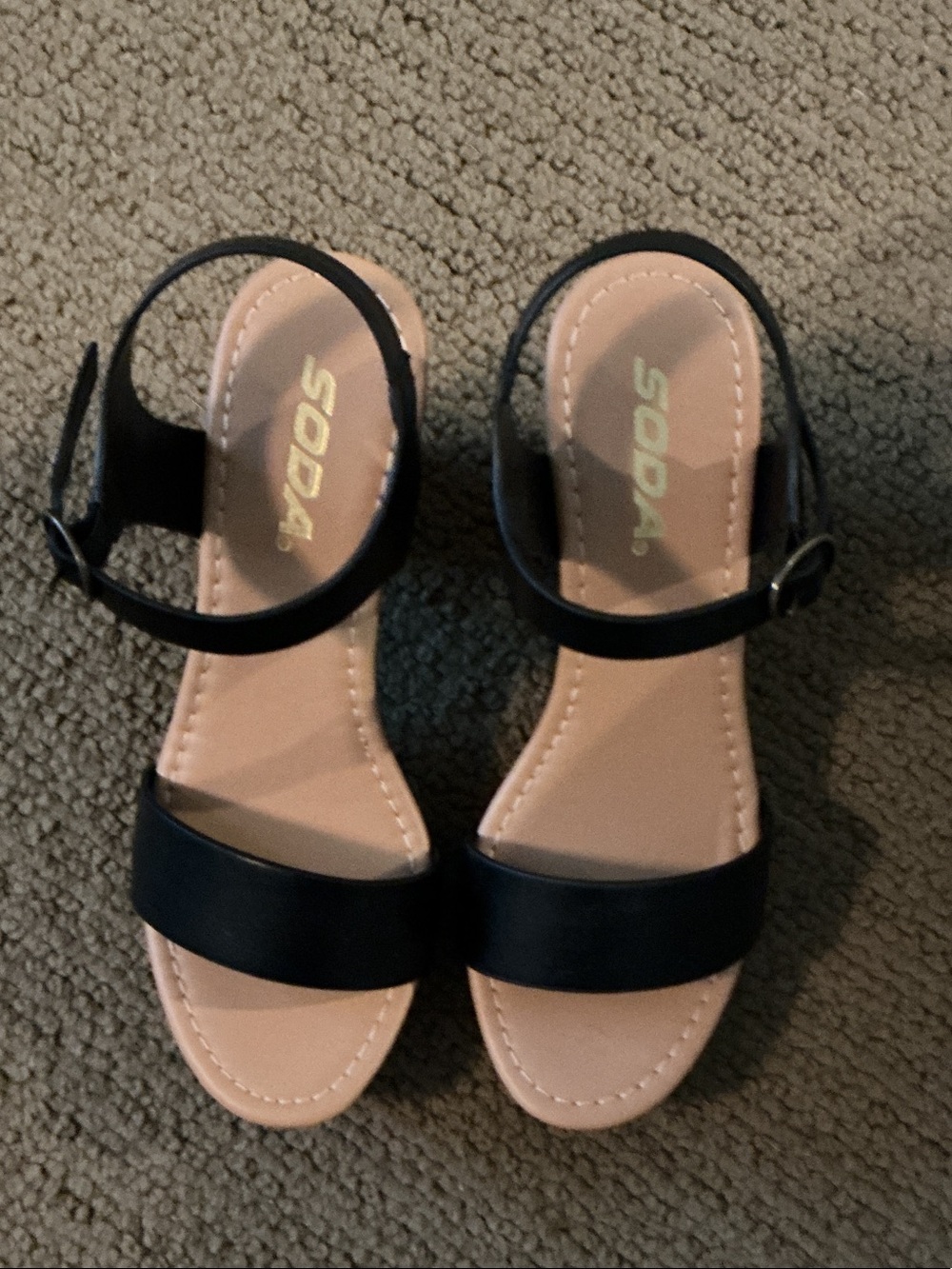 Soda Black Ankle-Strap Open-Toe Sandals